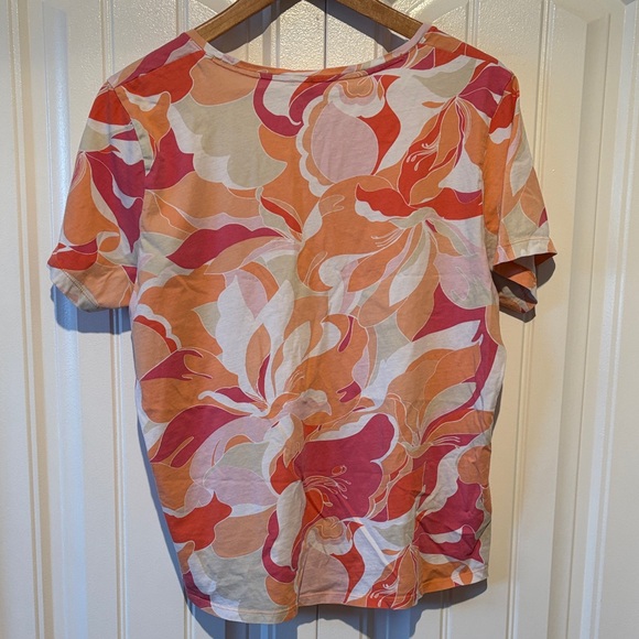 Olsen Women's Floral Short Sleeve Tee - Pink and Orange - Picture 4 of 4